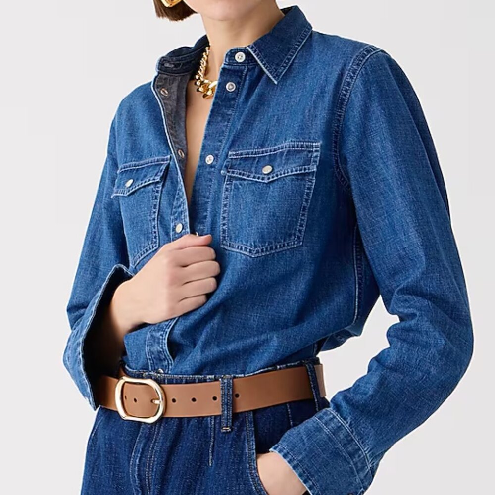 JCrew Wren slim western chambray shirt - Villere wash